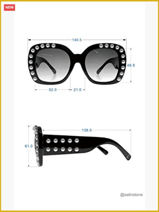 Oversized Pearl Square Sunglasses with UV400 Protection main image 5